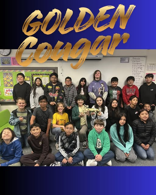 A diverse group of students poses in a classroom, smiling and engaging, with "GOLDEN Cougar" text above.